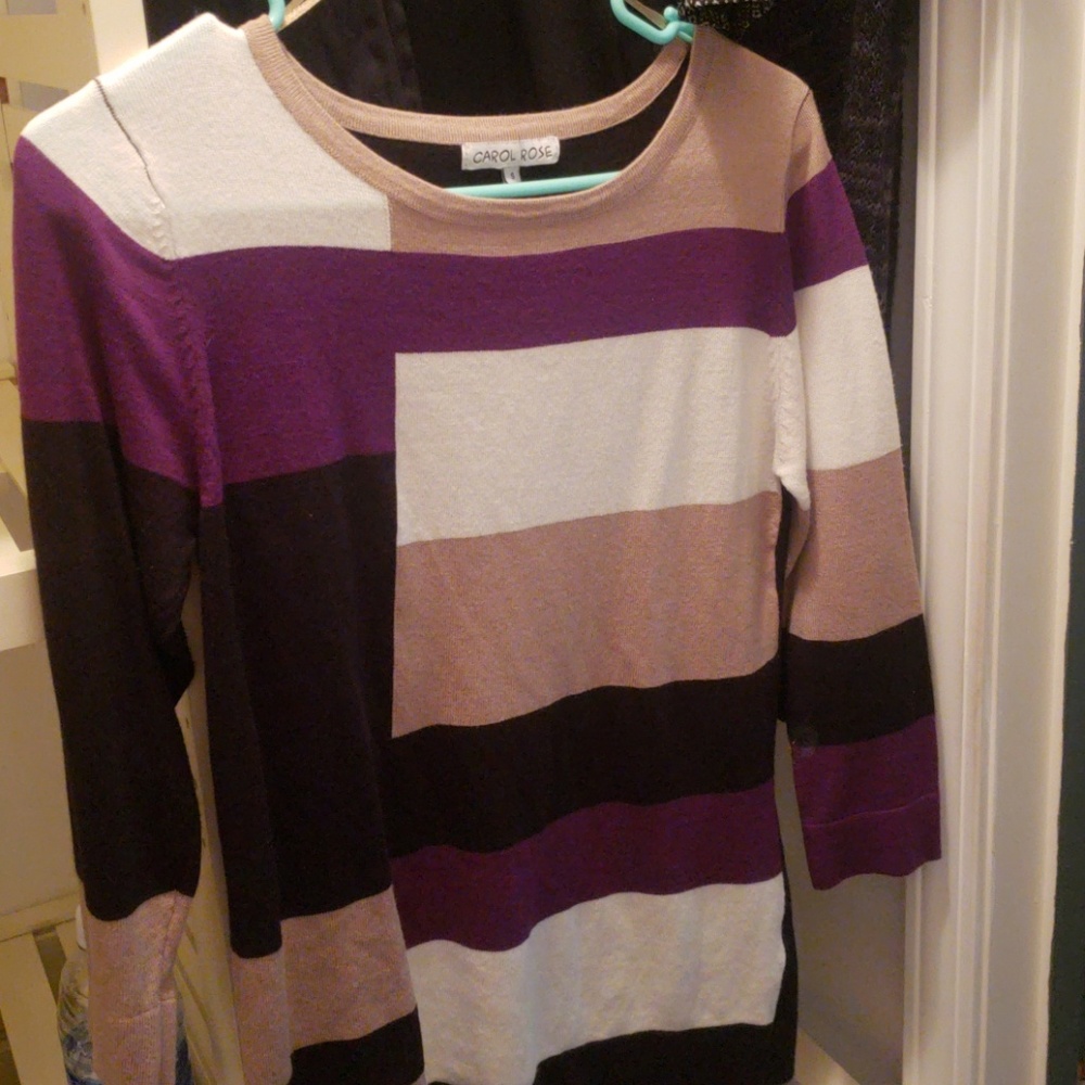 3/4 sleeve block sweater